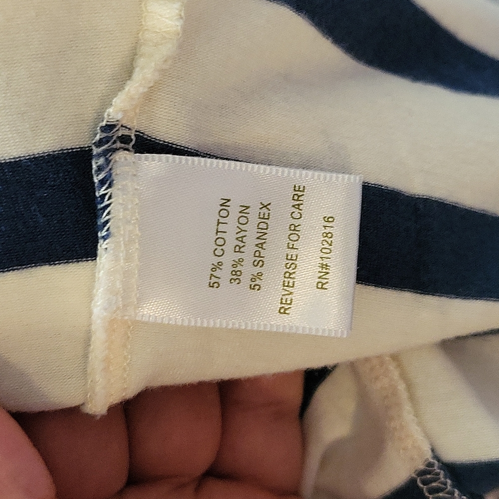 Garnet Hill Women's Sleeveless Navy & Cream Striped Maxi Dress Size M - Picture 12 of 12